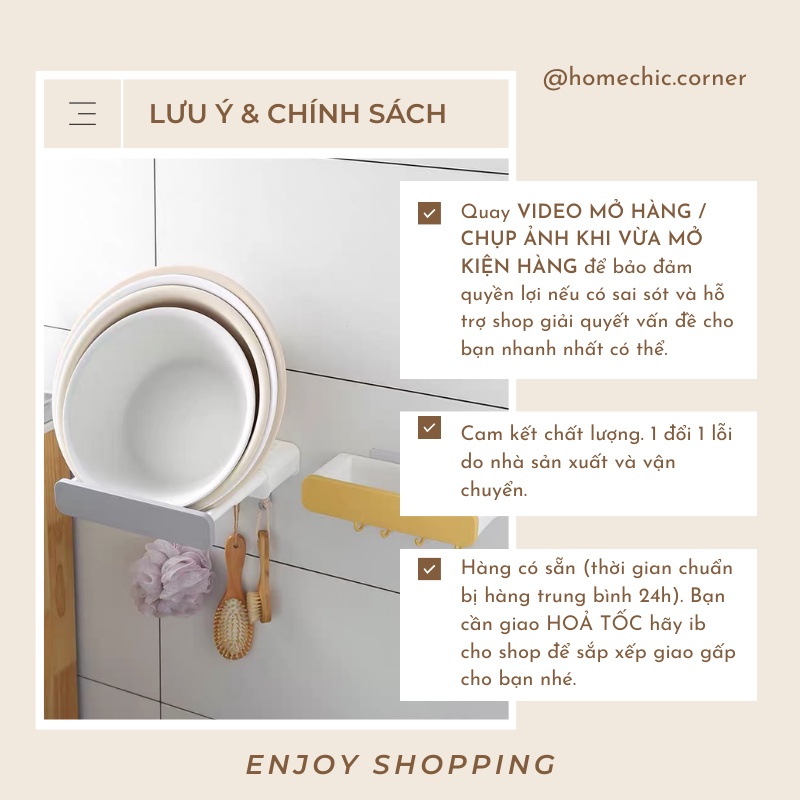 Giá đựng thau, rổ, chậu, kệ đựng nắp nồi gấp gọn dán tường đa năng | HOME CHIC CORNER