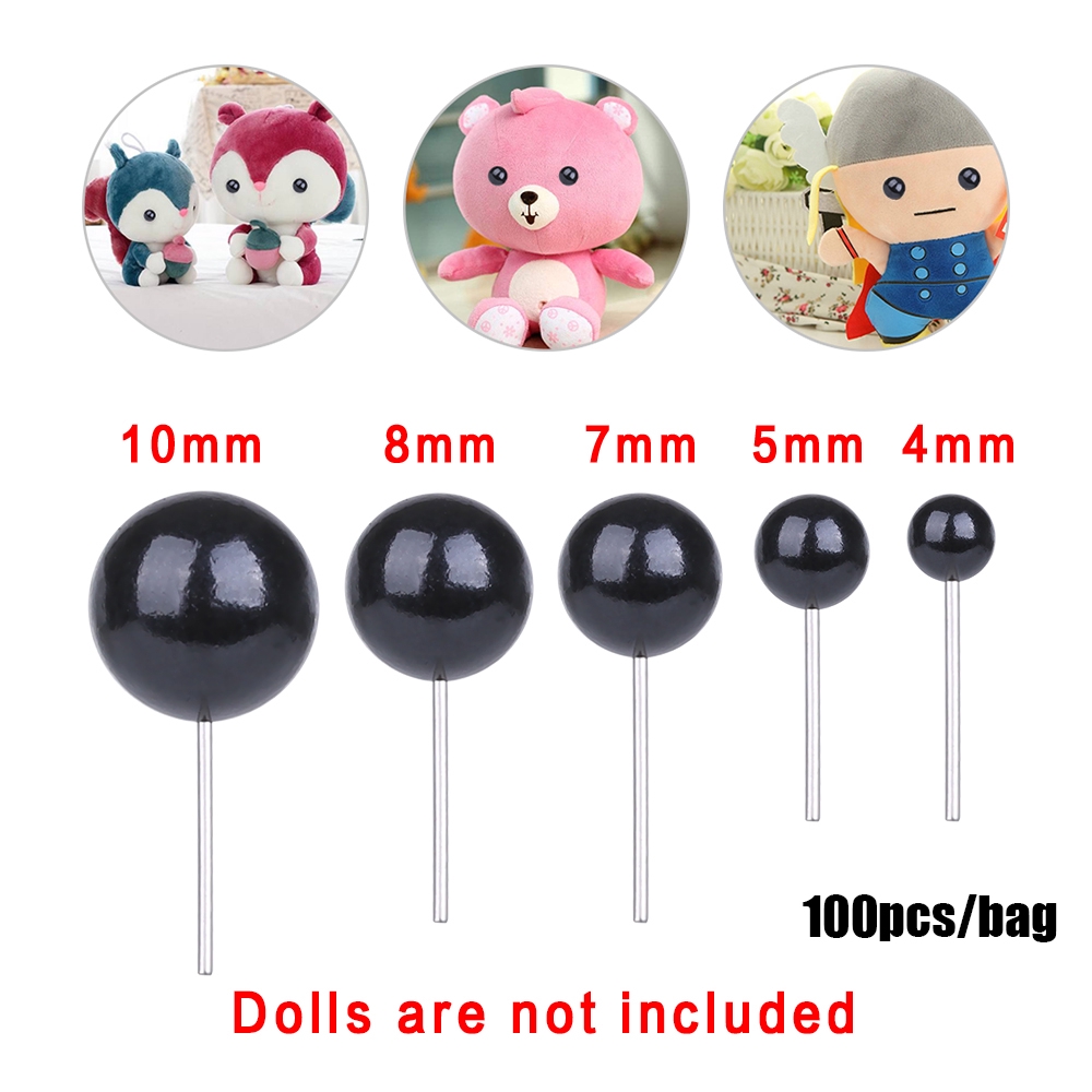 Bộ 100 mắt nhựa 4 / 5 / 7 / 8 / 10mm dùng gắn thú nhồi bông