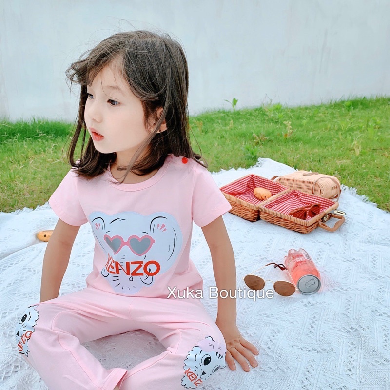 Bộ Quần Áo Phông Cộc Tay Cotton Bé Trai Bé Gái QCCC Cực Chất Màu Hồng, Màu Xanh  [Ảnh Thật]