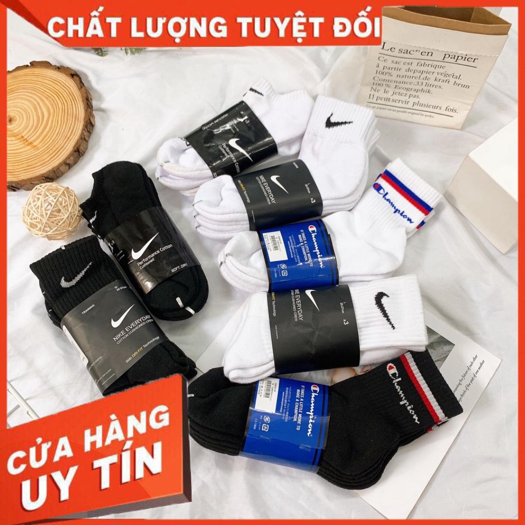 Vớ Ni.ke &amp; Champion chính hãng, có đệm ở lót và thoáng khí cực êm