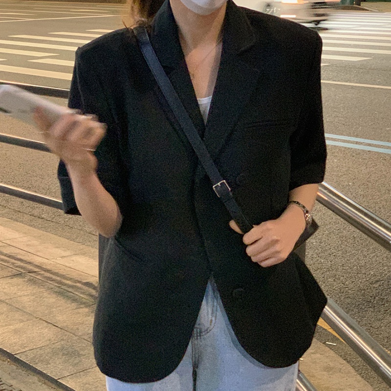 Áo vest ngắn tay kem đen 4