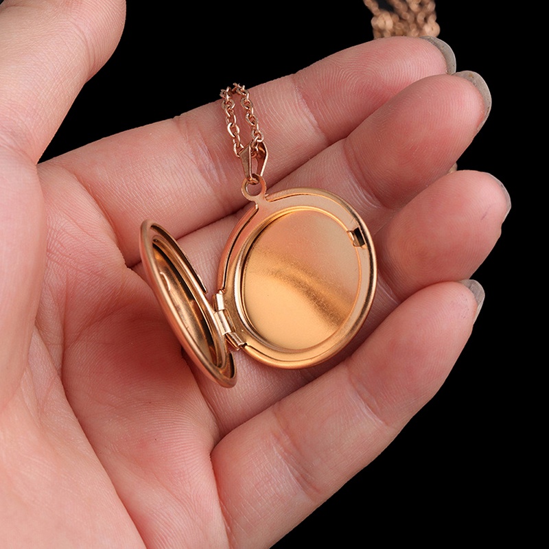 [IN*VN]Stainless Steel Photo Locket Necklace 3 Colors Open Round Pendant Necklaces