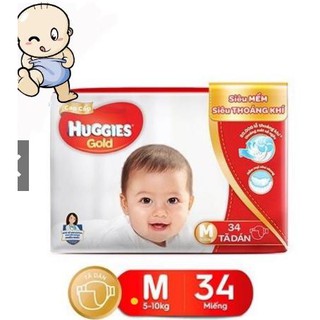 Tã dán Huggies Gold M34 miếng.