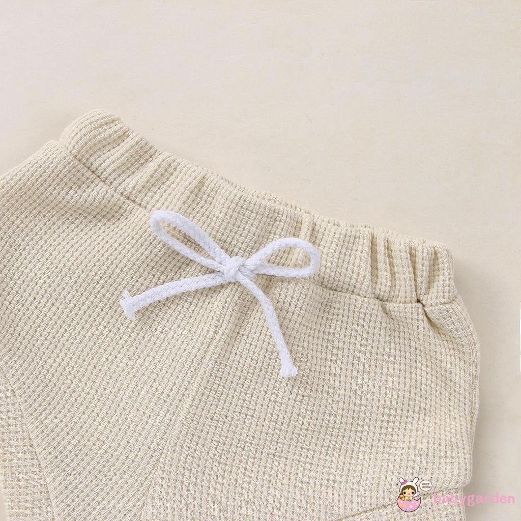 Set Áo Thun Ngắn Tay Cổ Tròn + Quần Short Lưng Cao 2 Món Thời Trang Cho Bé 0-24 Tháng Tuổi