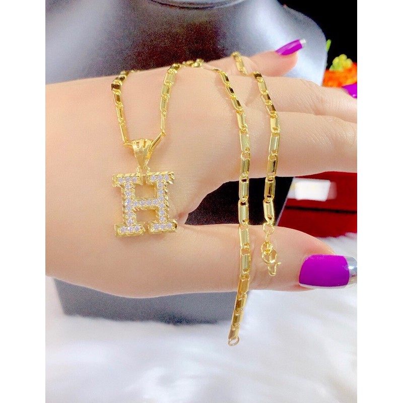 Dây chuyền nữ mặt chữ H dát vàng 18 cao cấp mẫu mới về
