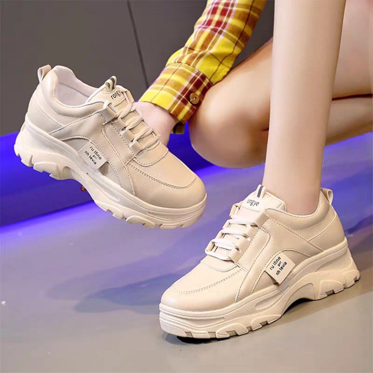( Shop uy tín ) ( HOT NEW ) Giày sneakers nữ Rong Ye kiểu hàn quốc siêu Hot , mới nhất 2020 HAPU ( kem , trắng ) MM222 M
