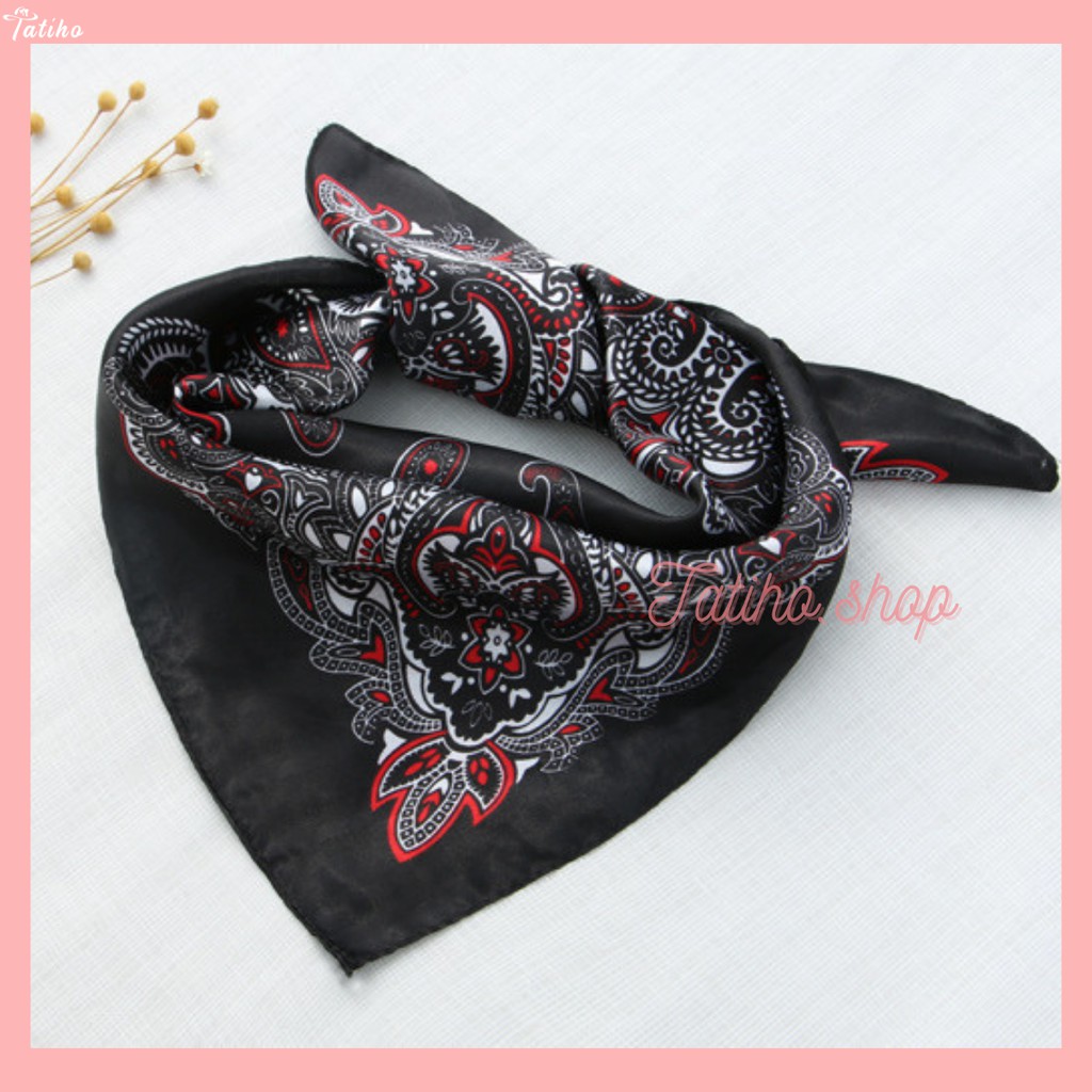 [Hàng Xịn, Giá Tốt]  Khăn Bandana EXO (Khăn Turban) Cao Cấp Họa Tiết Tế Bào Đơn Thổ Cẩm - Lụa Satin - 60x60cm - Mã B008