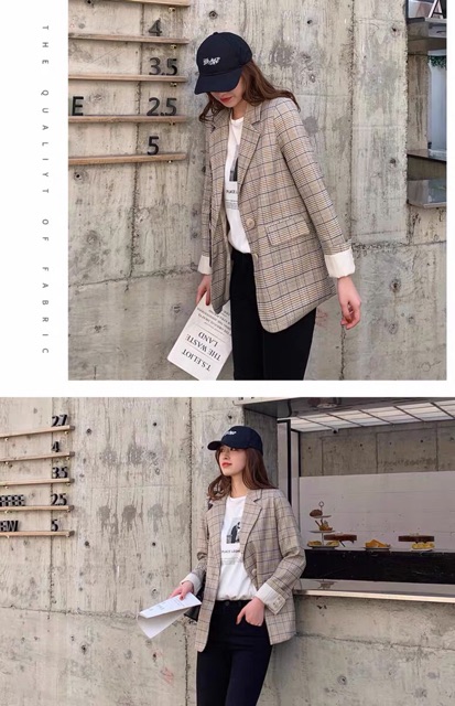 (Hàng Có Sẵn ) Áo Blazer kẻ mẫu mới 2020 (có ảnh chụp thật chất vải) | BigBuy360 - bigbuy360.vn