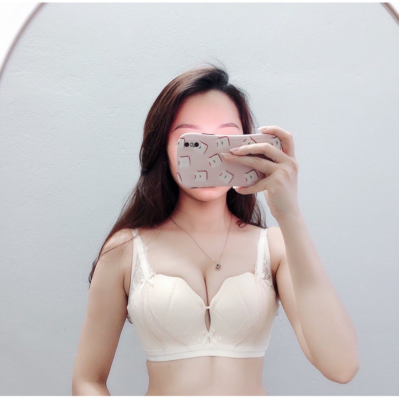 Áo lót su phối ren không gọng đệm 3cm nâng đẩy ngực tạo khe(V-09A)