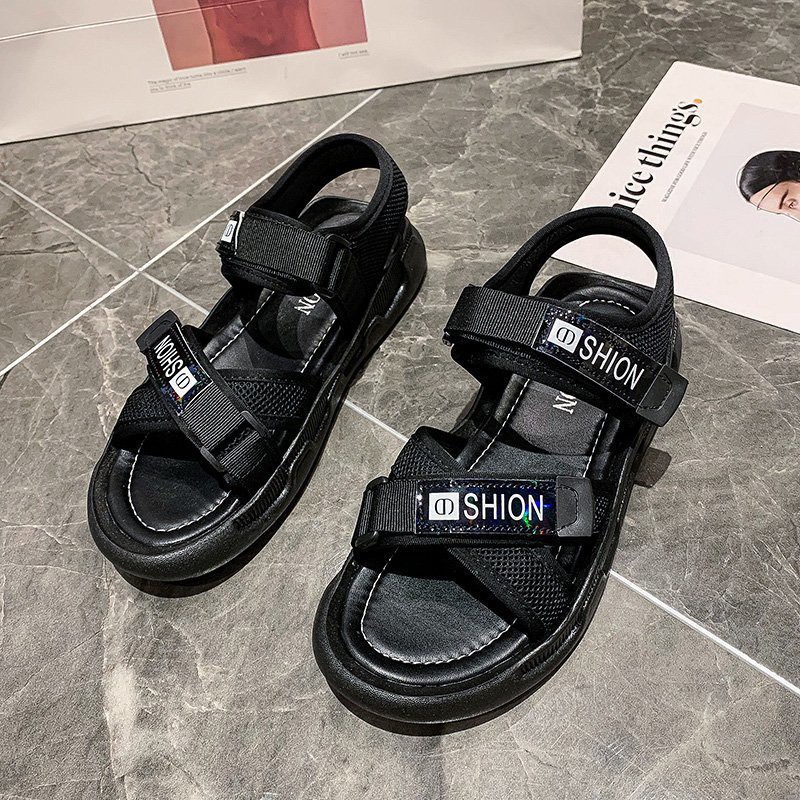 Giày Sandal Nữ MWC Đế Cao 3CM Quai Chéo Phối Chữ Siêu Xinh NUSD- 2853