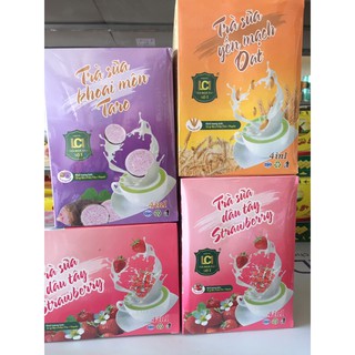 Trà Sữa Hoà Tan 4 in 1 ( 3 vị yến mạch, khoai môn, dâu tây) kl 52g/Bộ x9 bộ (trà + thạch)