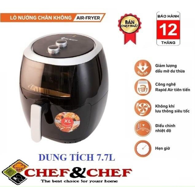 NỒI CHIÊN KHÔNG DẦU CHEF&amp;CHEF DUNG TÍCH ĐẠI 7,7L