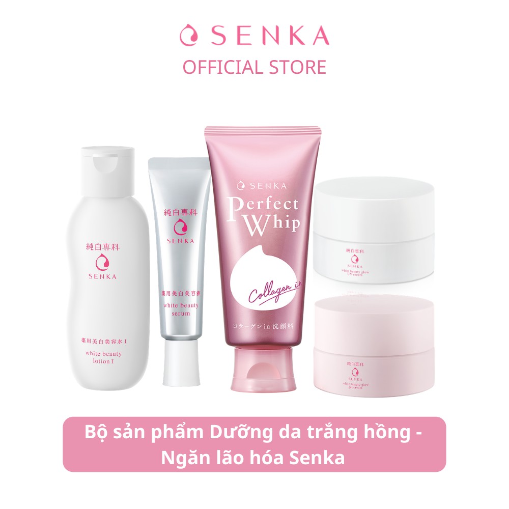 Bộ Dưỡng da trắng hồng-Ngăn lão hóa Senka(SRM120g+Lotion 200ml+Serum 35g+night cream 50g+day creamSPF 25 50g) | BigBuy360 - bigbuy360.vn