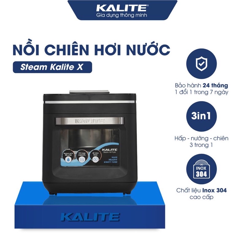 Nồi chiên không dầu hơi nước Kalite Steam X, công suất 1700W, dung tích 15L, bảo hành 24 tháng