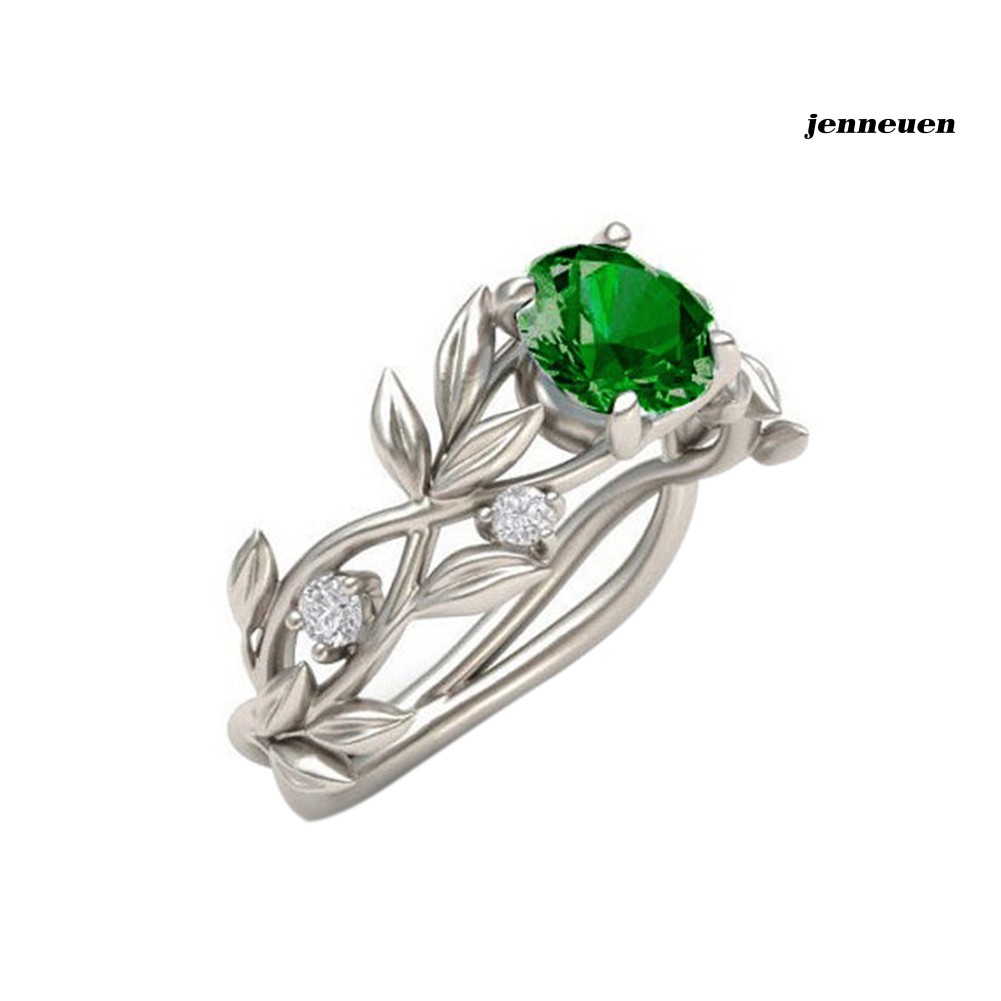 Nhẫn Hợp Kim Hình Lá Đính Đá Lấp Lánh Cho Nữ