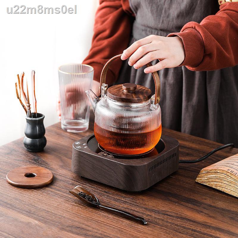 Ấm thủy tinh pha trà bếp điện từ kép kiểu Nhật, máy trà, đun nước, nâng hạ, đơn trong suốt, bộ