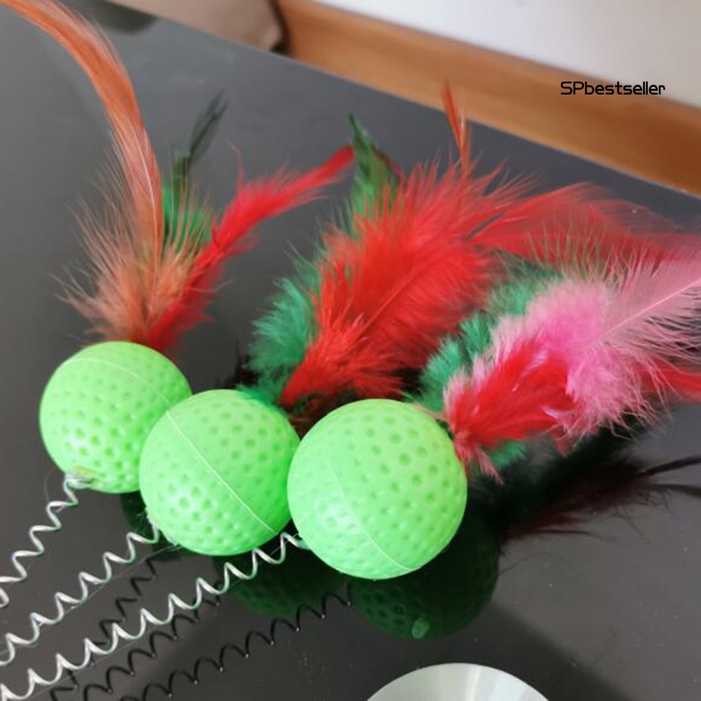 Bóng Đồ Chơi Gắn Lông Vũ Lò Xo Có Giác Hút Dành Cho Mèo Cưng