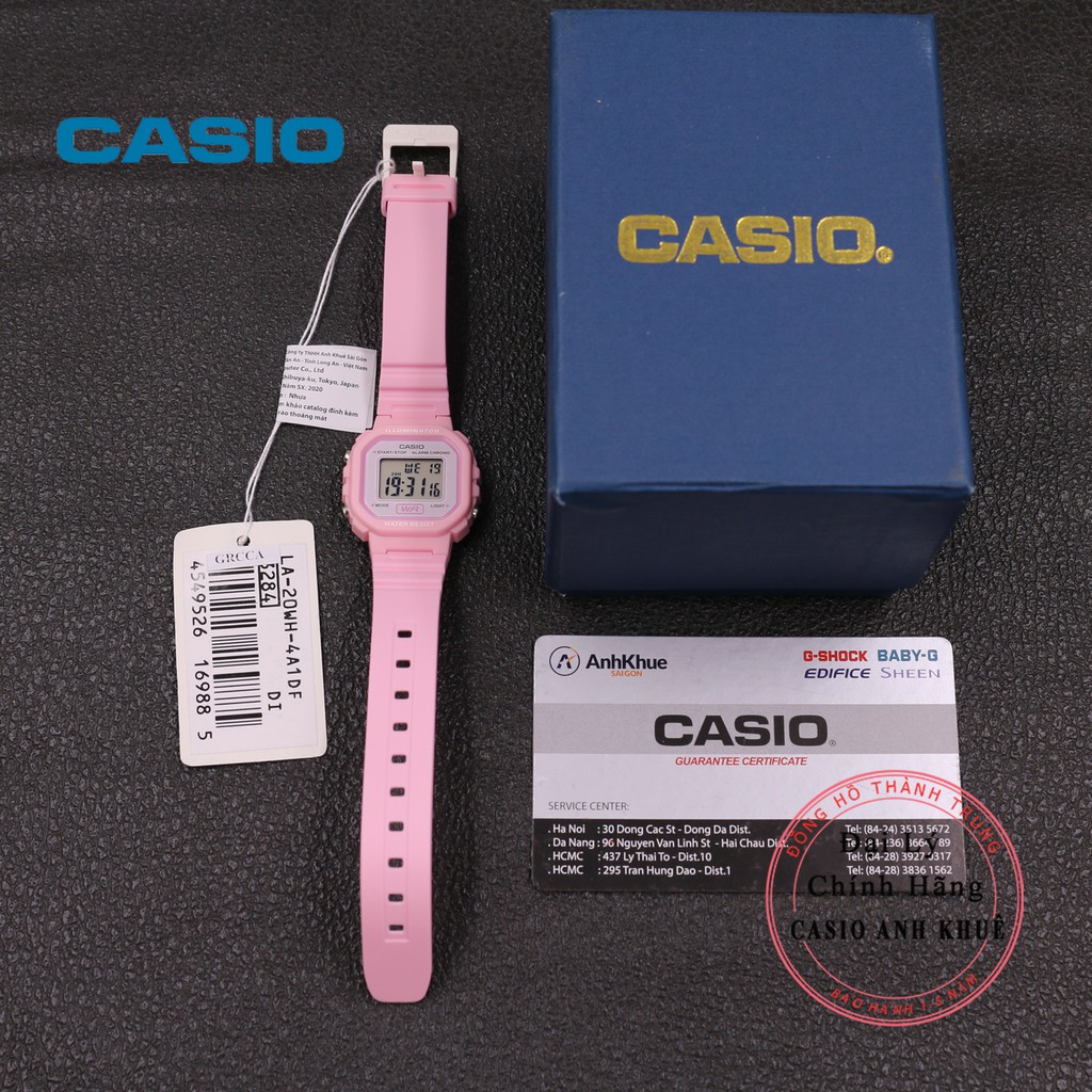 [Mã FARSBR243 giảm 15% đơn 249K] Đồng hồ điện tử nữ Casio LA-20WH-4A1DF dây nhựa