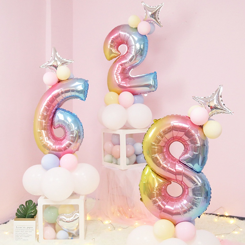 Bong Bóng Số 0-9 32Inch Trang Trí Tiệc