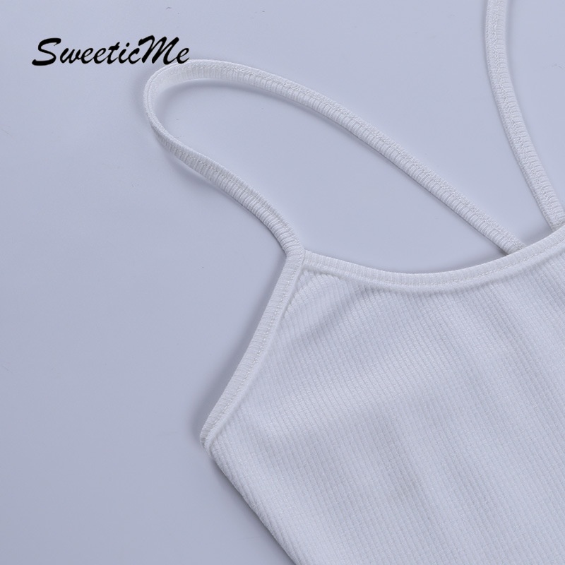 Sweeticme áo hai dây chéo lưng gợi cảm cho nữ 2021