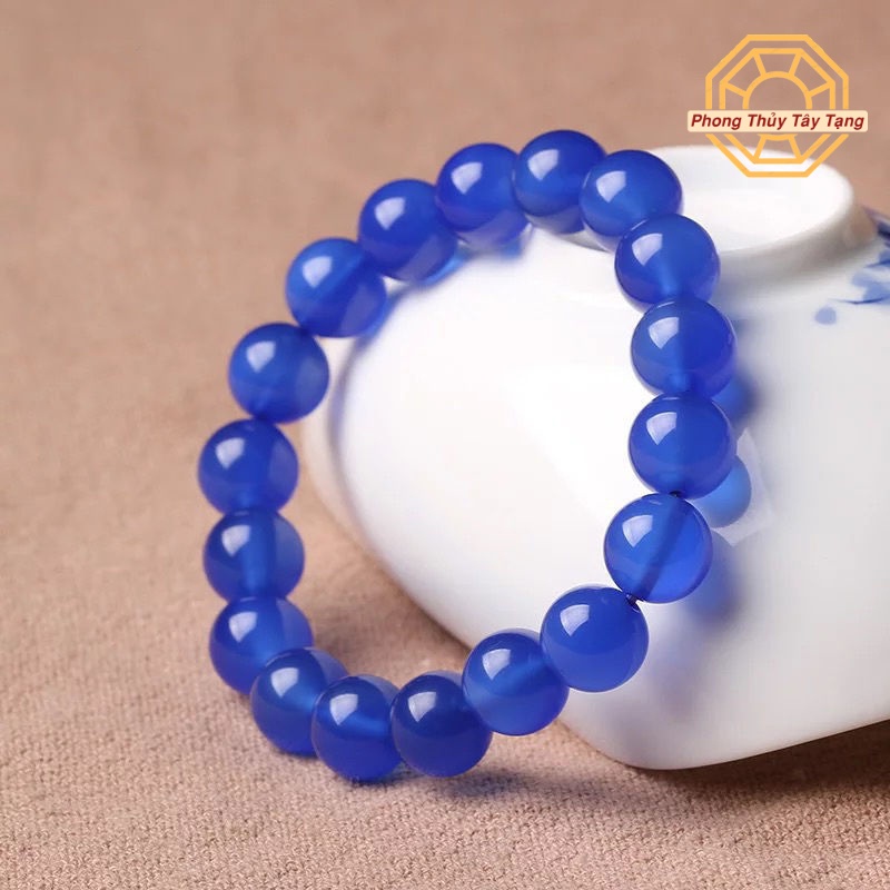 Vòng tay phong thủy đá MNao Xanh Lam [TẶNG HỘP GỖ CAO CẤP] may mắn tài lộc nam nữ mệnh Thủy Mộc - Phong Thủy Tây Tạng