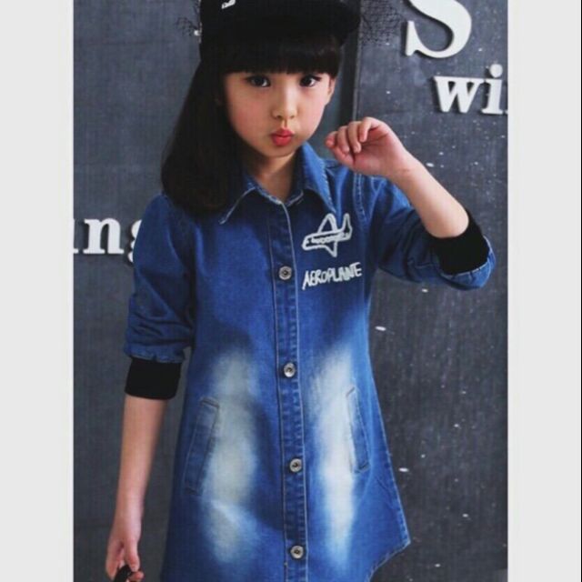 Đầm so mi jean cho bé gái
