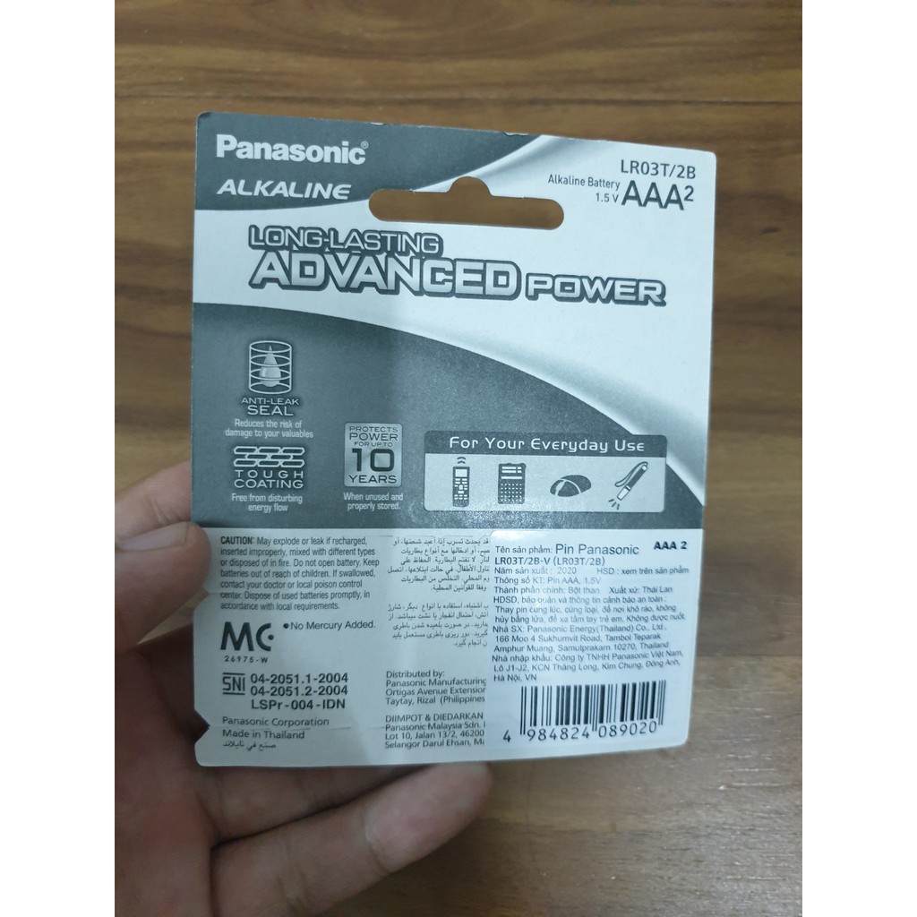 Pin Panasonic Alkaline AA / AAA Vỉ 2 Viên (LR6T/2B-V), chính hãng - Điện gia dụng Hoàng Kim