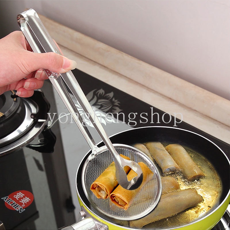 Dụng Cụ Gắp Đồ Chiên Có Lưới Lọc Dầu Bằng Thép Không Gỉ