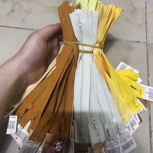 [ Bảng màu 2] Dây kéo HKK 18cm may quần tây, bóp ví tông vàng