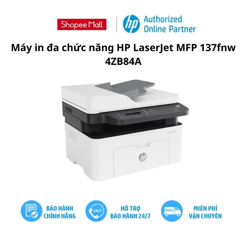 [Mã ELHP12 giảm 12% đơn 500K] Máy in đa chức năng HP LaserJet MFP 137fnw 4ZB84A - Bảo hành 12 tháng