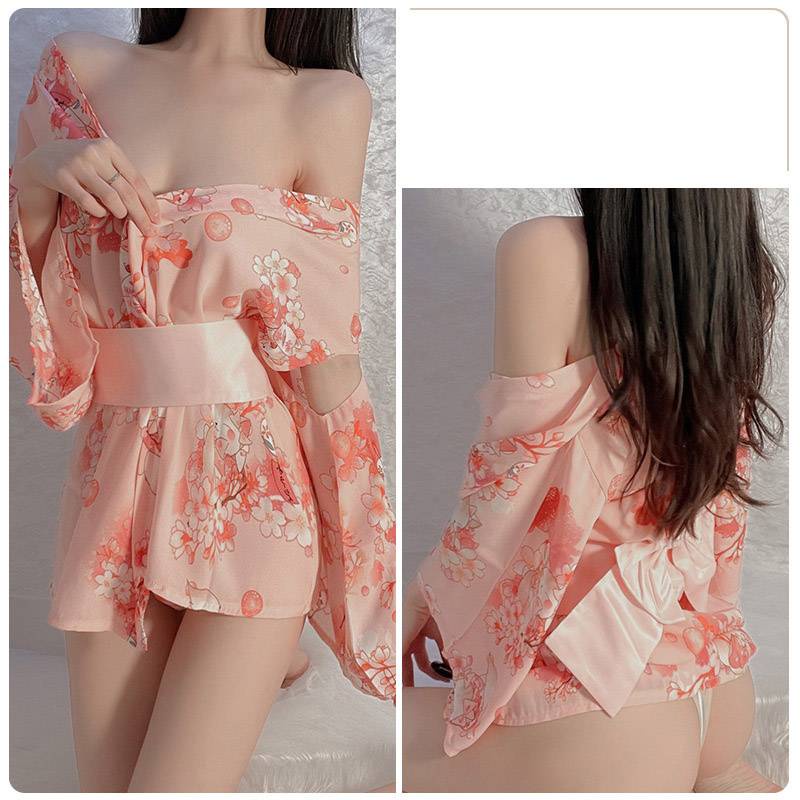 Bộ đồ lót kiểu kimono họa tiết hoa quyến rũ cho nữ