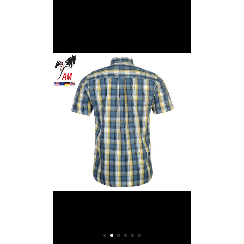 [100% cotton] Áo Sơ Mi Nam Ngắn Tay PIERRE Cardin Short Sleeve Cham Shirt Mens (Blue/vàng- Size EU - UK) *