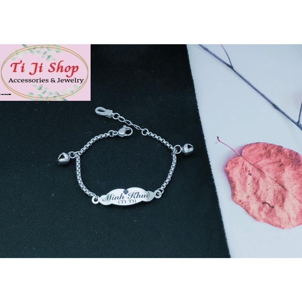 LẮC TAY INOX KHẮC TÊN THEO YÊU CẦU GẮN CHUÔNG KHÔNG ĐEN