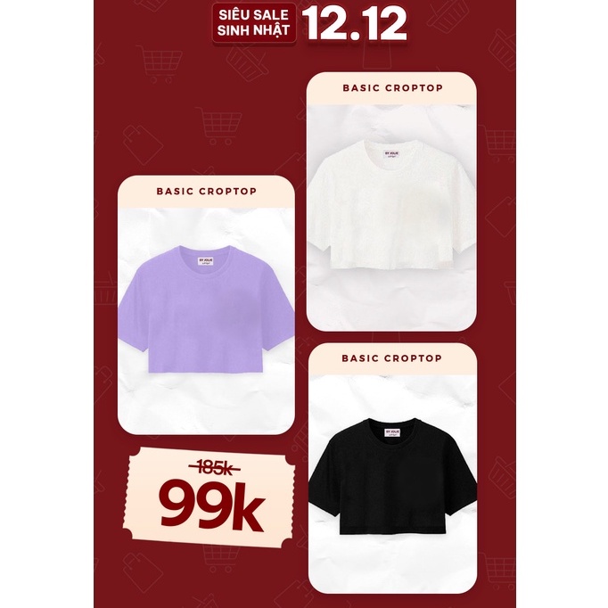 [SALE] Áo croptop cotton trơn 4 màu Byjolie