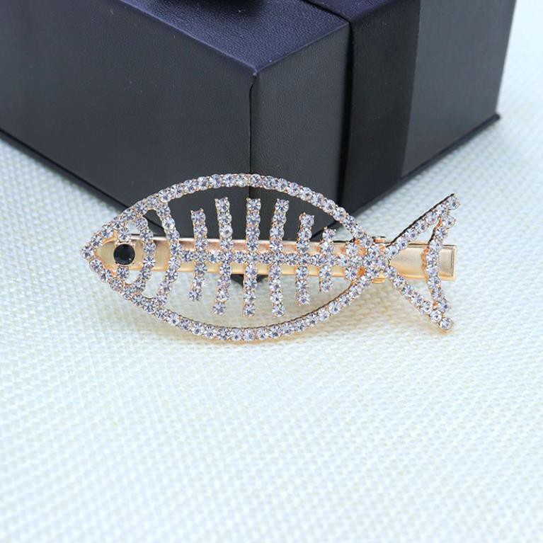 Kẹp Tóc Mái GALANO Kẹp Tóc Hàn Quốc Kim Loại Đính Đá Hình Con Cá Xinh Xắn FA-001278