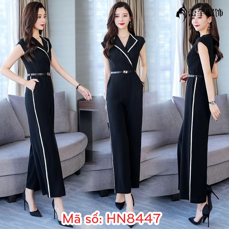 ⚡️ có đủ size ⚡️#HN8447 JUMPSUIT ĐỒ BAY CỔ VEST PHỐI VIỀN TAY NGẮN QUẦN ỐNG RỘNG SANG TRỌNG - HÀNG NHẬP