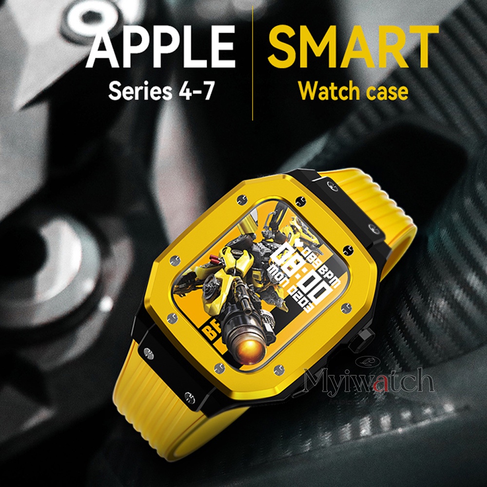 Ốp Bảo Vệ Bằng Silicone + Dây Đeo Bằng Kim Loại Cho iwatch serise 8 7 6 5 SE 4 45mm 44mm