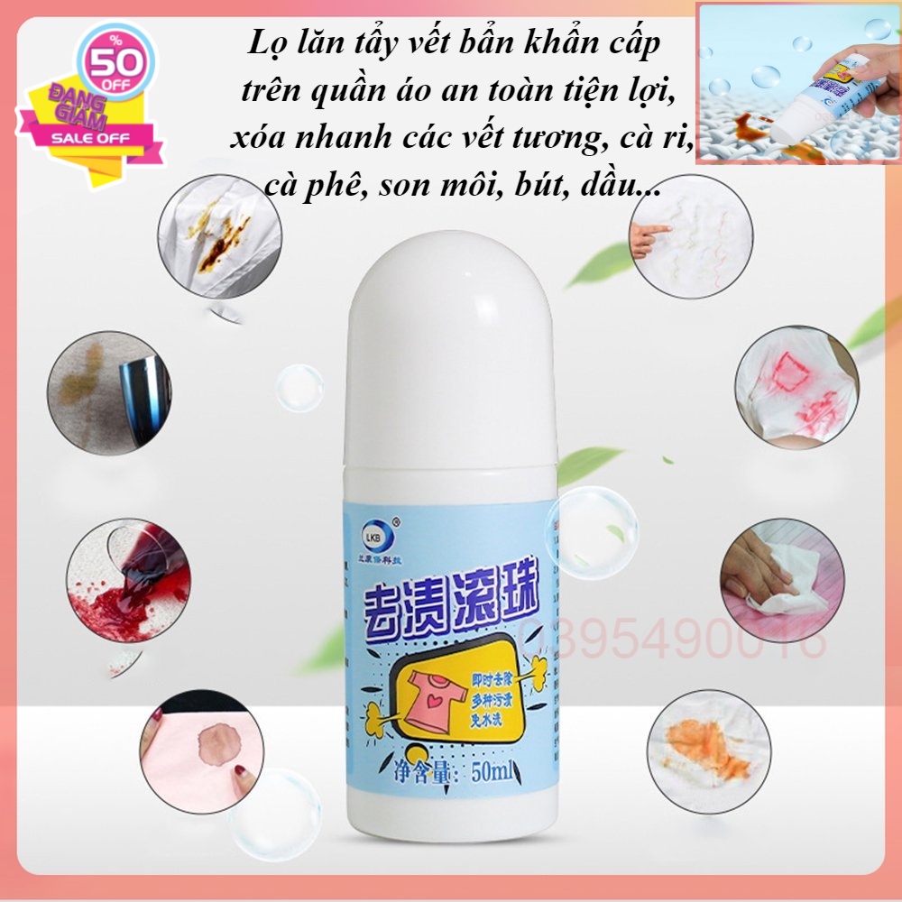 Lọ lăn tẩy vết bẩn khẩn cấp trên quần áo an toàn tiện lợi, xóa nhanh các vết tương, cà ri, cà phê, son môi, bút, dầu...