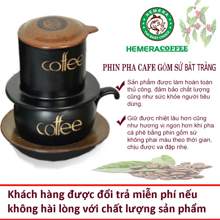 Phin Cà Phê Gốm Sứ Bát Tràng (Màu Nâu)