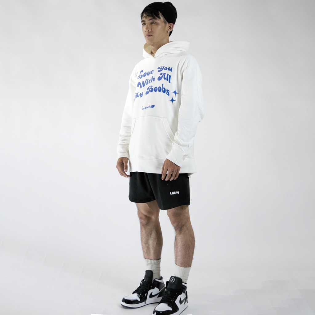 ÁO HOODIE UNISEX &quot; ILYWAMB &quot; MÀU TRẮNG FORM OVERSIZE VÀI NỈ 100% COTTON DÀY -liamstudio