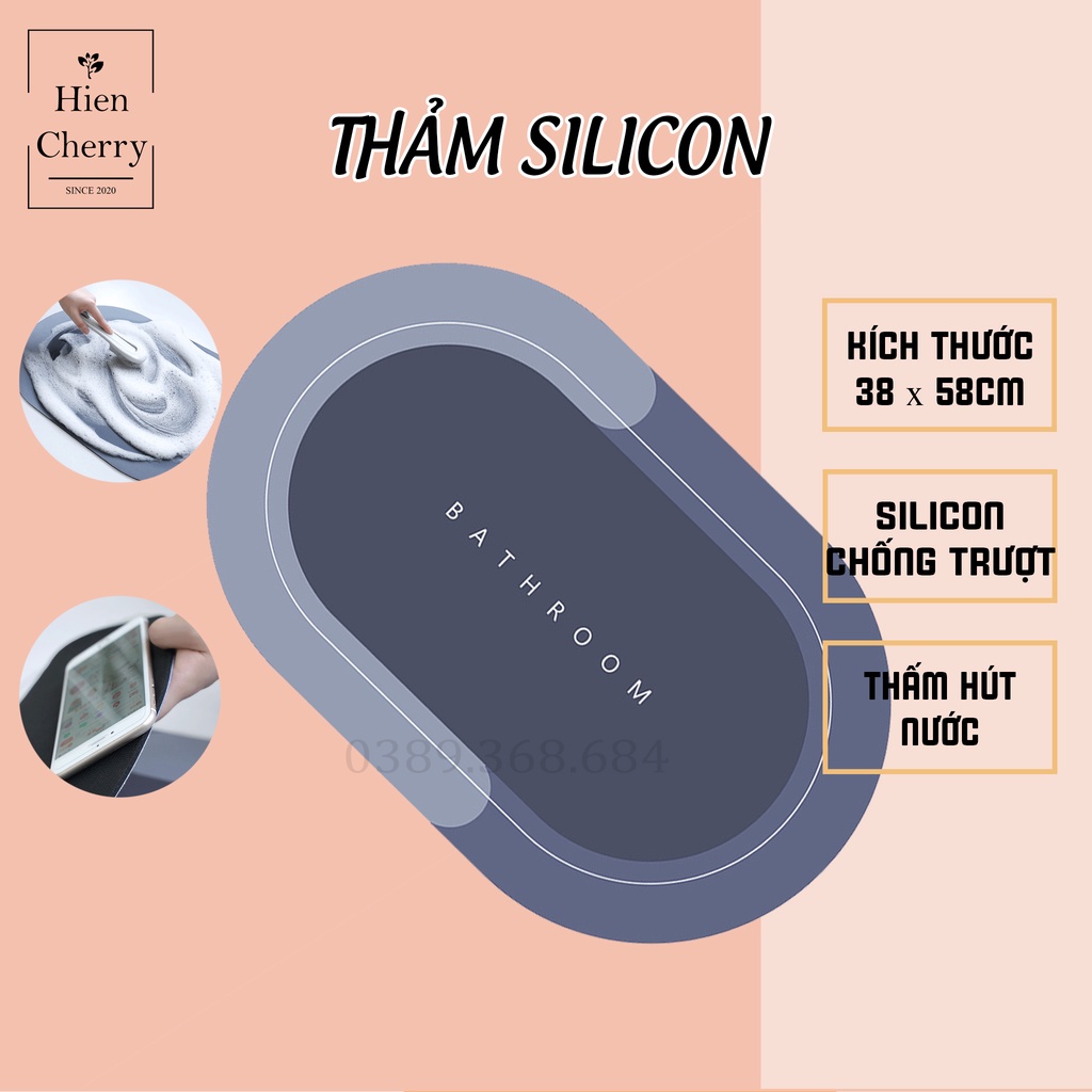 Thảm chùi chân CHỐNG TRƯỢT nhà tắm, thảm lau chân cao cấp chất liệu Slicon siêu thấm hút đế cao su