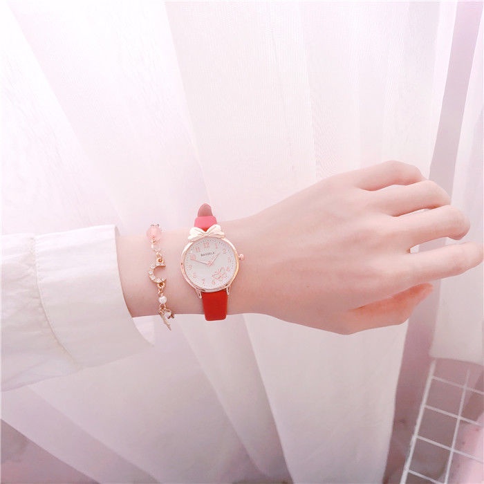 Đồng Hồ Nữ Dây Da Thật Chống Nước Mặt Bươm Bướm