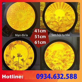 ĐÈN THỜ MÂU NI tròn 41cm, 51cm, 61cm in tranh trúc chỉ 198, đèn vách ban thờ, để sau tượng phật [ ĐÈN BAN THỜ GIA TIÊN]