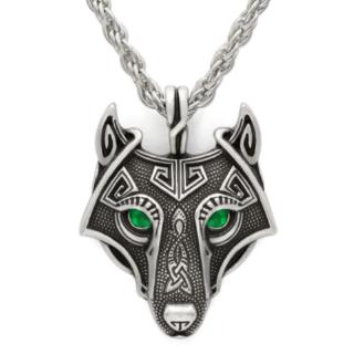 Thời Trang Retro Thời Trang Viking Mặt Dây Chuyền Vòng Cổ Bắc Âu Đầu Sói Vòng Cổ Động Vật Nguyên Bản Trang Sức Sói Đầu