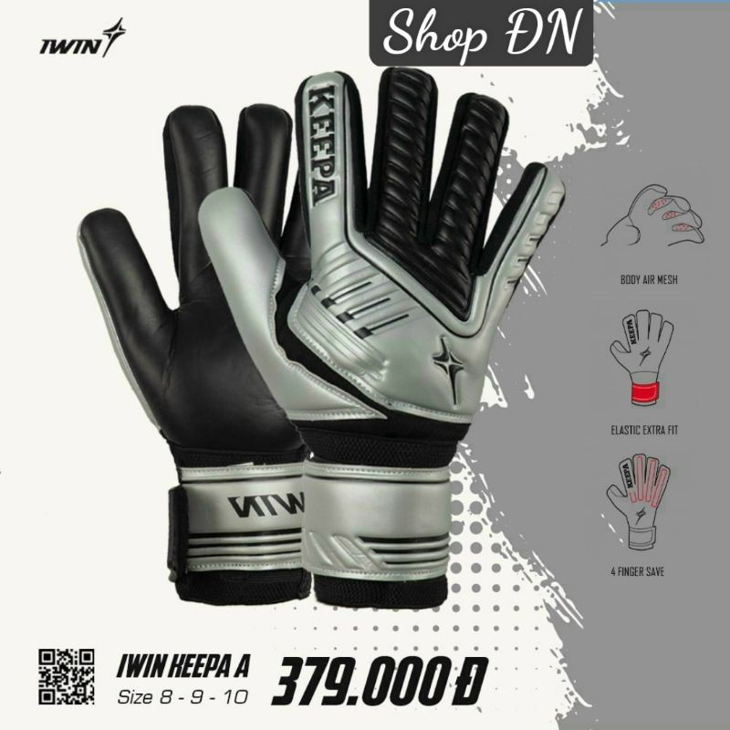 Găng tay thủ môn cao cấp Iwin Keepa A có xương trợ lực Xanh ngọc