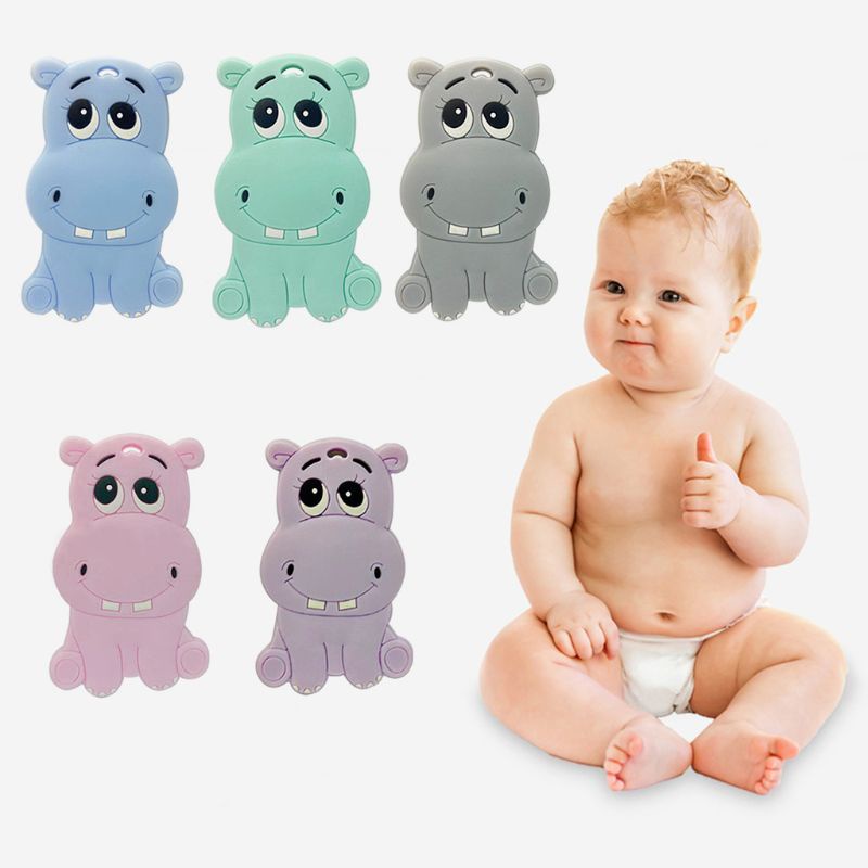 Đồ Chơi Ngậm Nướu Hình Hà Mã Hoạt Hình Bằng Silicon Dễ Thương Cho Bé