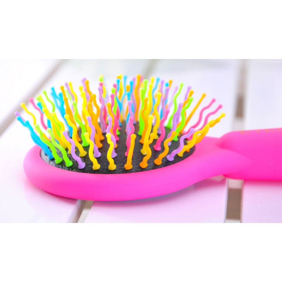 Lược chải Rainbow 7 sắc cầu vồng có gương, bàn chải S-curled cầu vồng cao cấp
