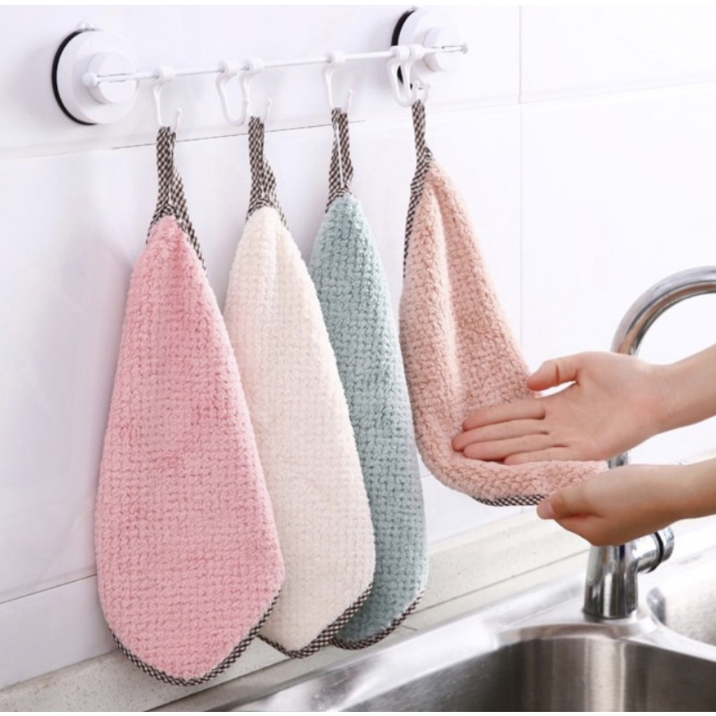 Khăn lau đa năng siêu thấm hút có móc treo-khăn lau tay,lau bát đĩa cotton đồ gia dụng nhà cửa Lolotiicaa_