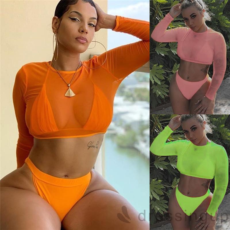 Bộ bikini lưng cao + Áo mặc ngoài thiết kế quyến rũ cho nữ | BigBuy360 - bigbuy360.vn