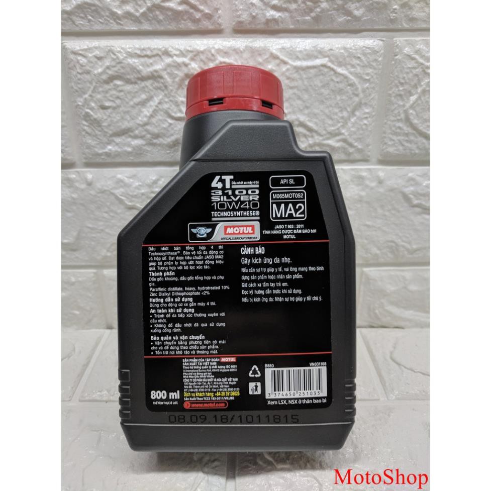 Nhớt Motul 3100 Silver 10W-40 0.8L - Chính Hãng